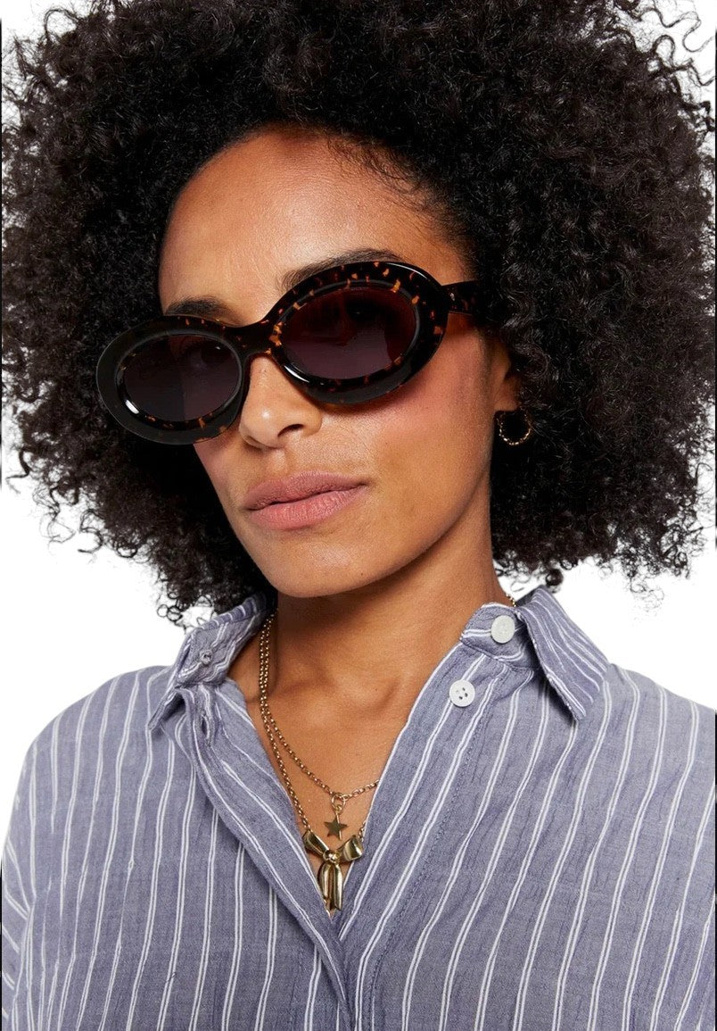 Karen Walker Rapture B Sunglasses | Cracked Tortoise Shell, Acetate, Grey Lenses