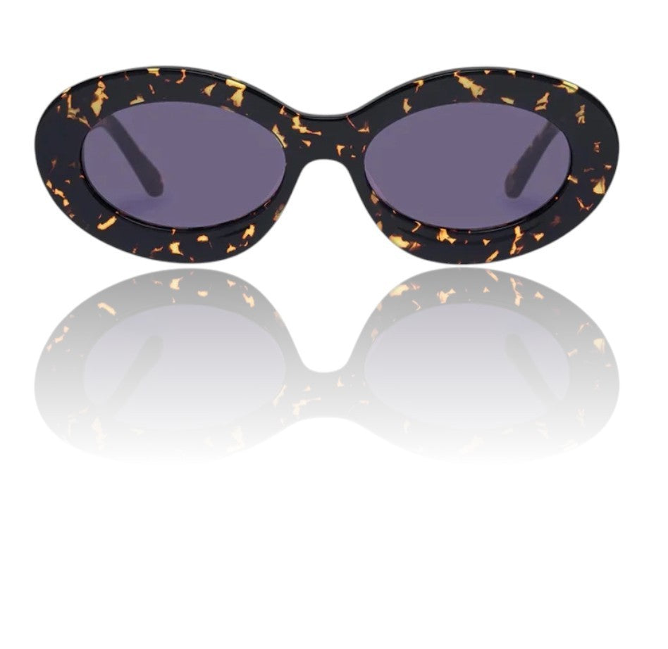 Karen Walker Rapture B Sunglasses | Cracked Tortoise Shell, Acetate, Grey Lenses