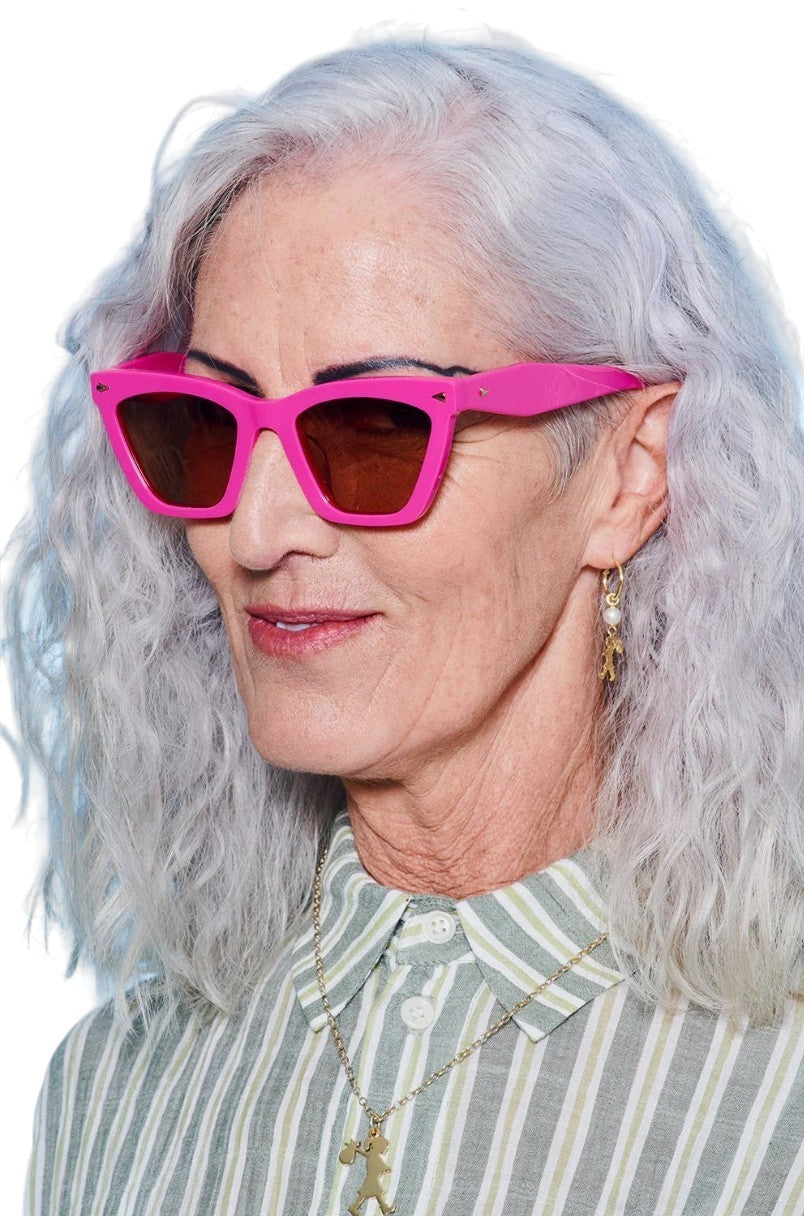Karen Walker Spellbound Sunglasses | Pink/Fuchsia, Cats Eye, Acetate, Brown Lens