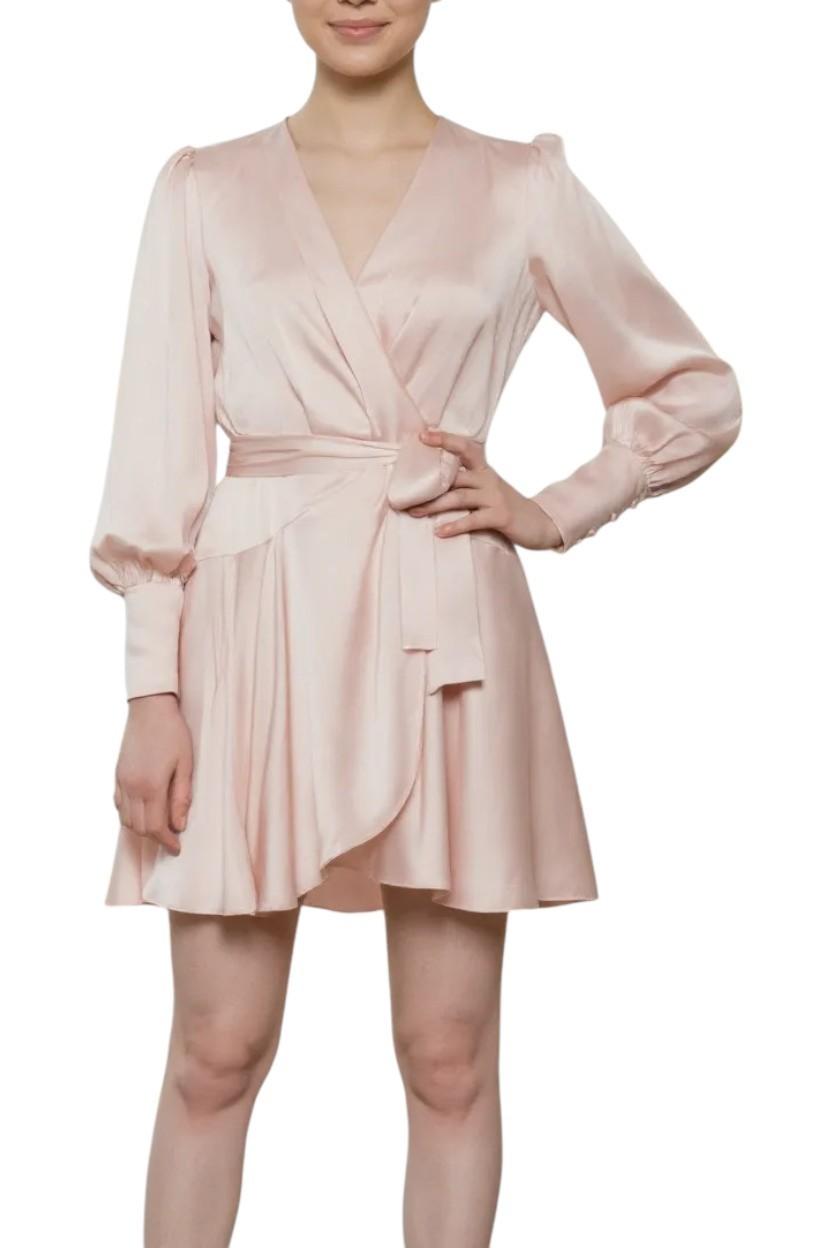 Zimmermann Silk Wrap Mini Dress | Light Pink, Silk, Cocktail, Dolman Sleeves