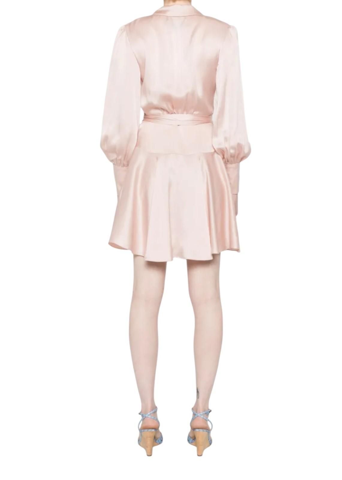Zimmermann Silk Wrap Mini Dress | Light Pink, Silk, Cocktail, Dolman Sleeves