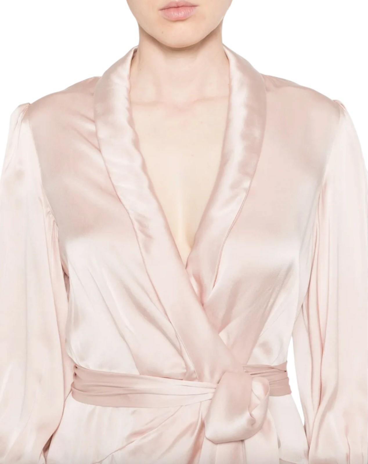 Zimmermann Silk Wrap Mini Dress | Light Pink, Silk, Cocktail, Dolman Sleeves