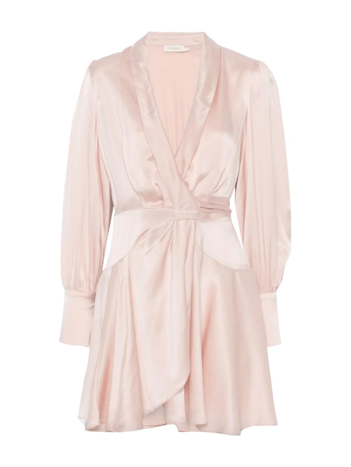 Zimmermann Silk Wrap Mini Dress | Light Pink, Silk, Cocktail, Dolman Sleeves