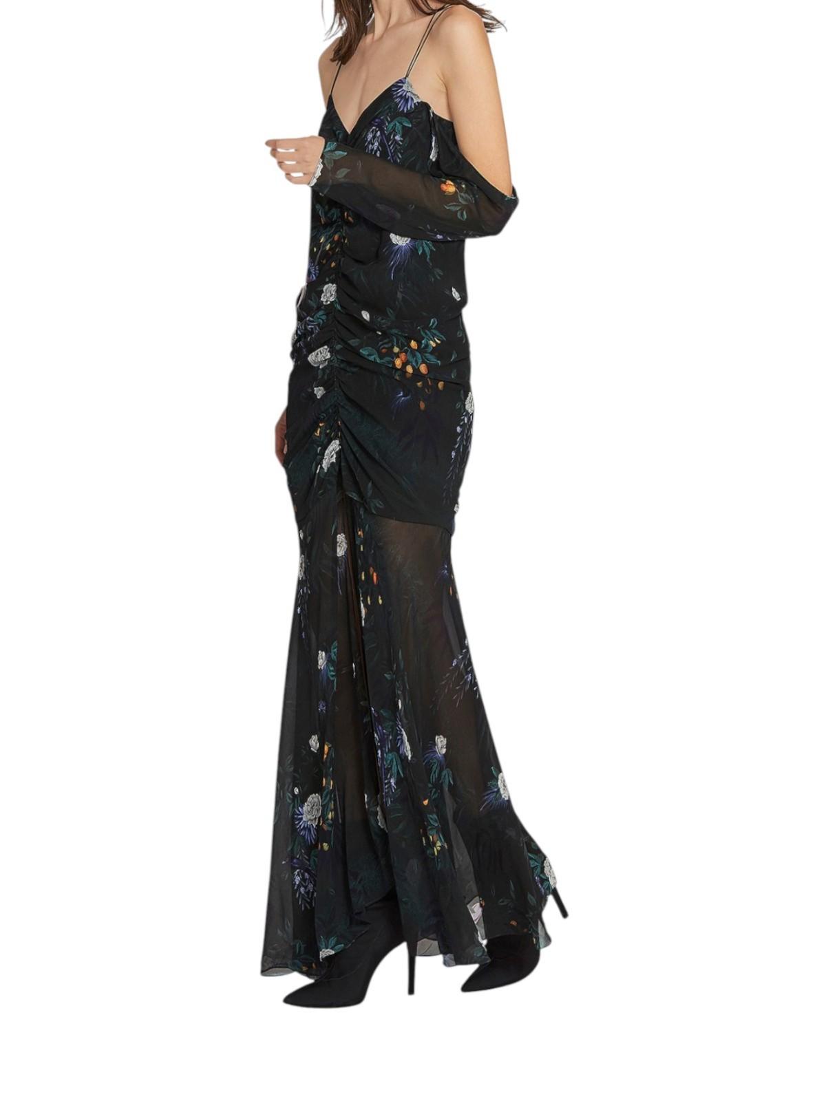 CAMILLA + MARC Arlen Maxi Dress | Sz 8, Black Floral, Ruching, Spaghetti Straps