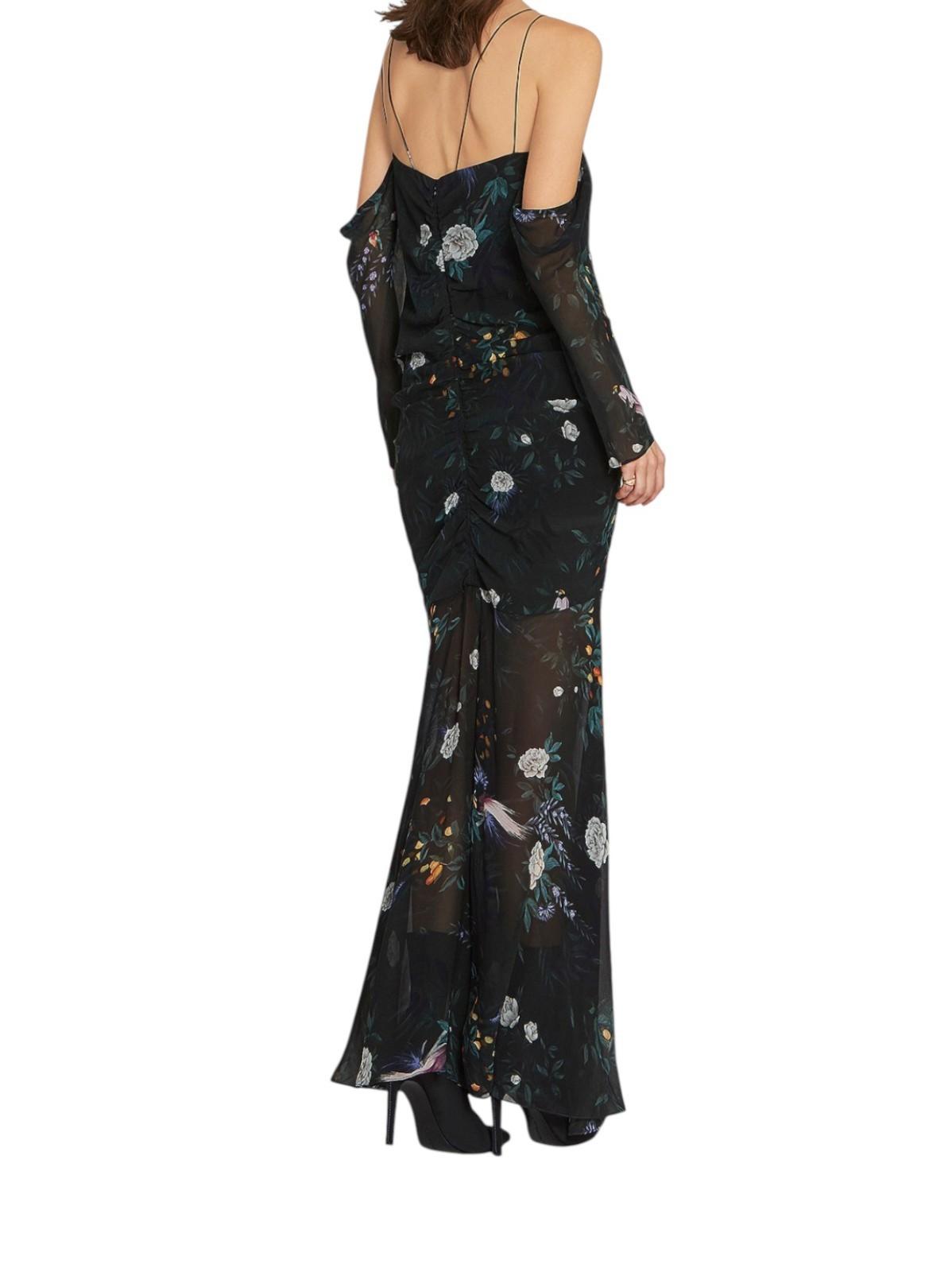 CAMILLA + MARC Arlen Maxi Dress | Sz 8, Black Floral, Ruching, Spaghetti Straps