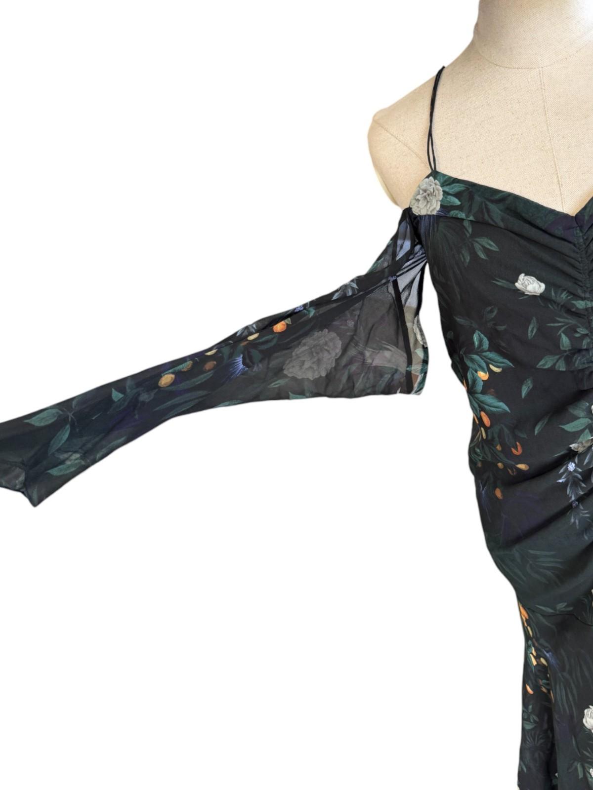 CAMILLA + MARC Arlen Maxi Dress | Sz 8, Black Floral, Ruching, Spaghetti Straps