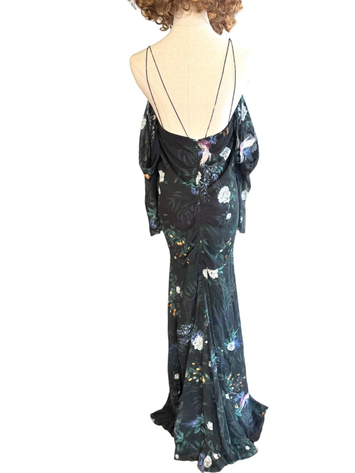 CAMILLA + MARC Arlen Maxi Dress | Sz 8, Black Floral, Ruching, Spaghetti Straps