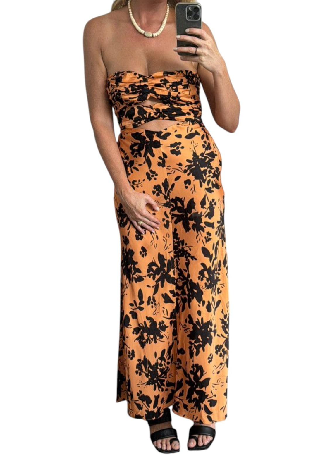 Shona Joy Solare Strapless Cut Out Ruched Midi Dress | Sz AU 10, Feels like 8 AU