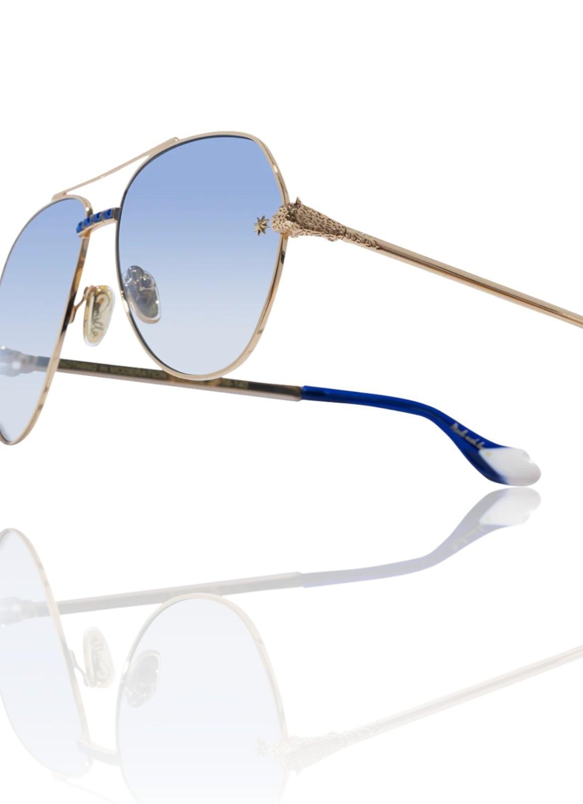 Camilla Nothing in Moderation Sunglasses | Aviator, Metal, Gold, Blue Gradient
