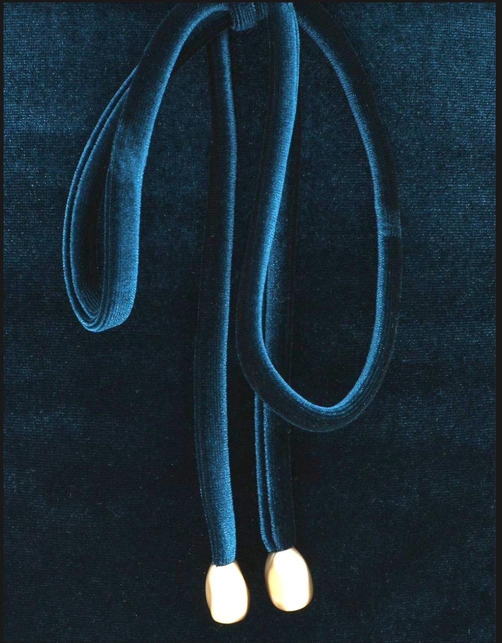 Zimmermann Tallow Velvet Tri Bikini Set| Teal Blue Velvet, High Rise, Triangle