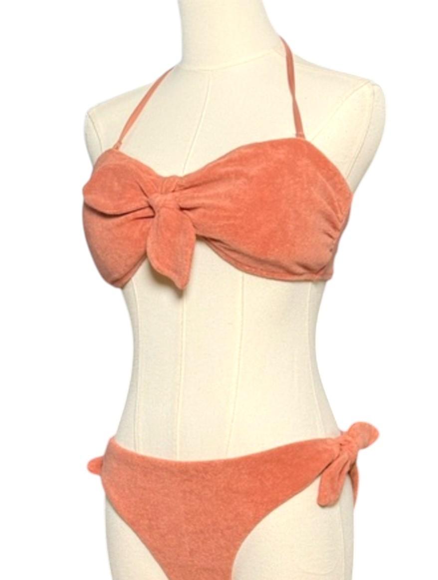 Zimmermann Devi Terry Tie Bikini | Bandeau, Low Rise, Terry Cloth, Halter Strap