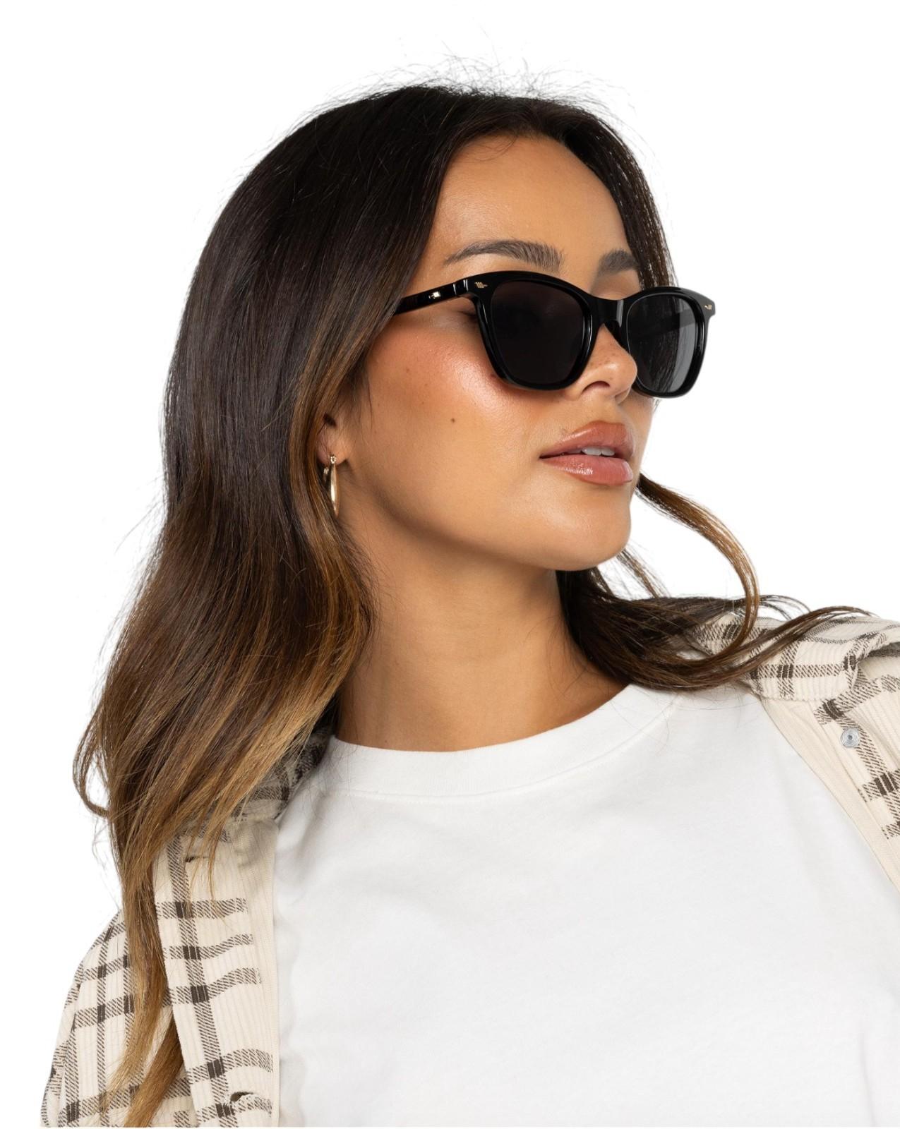 Le Specs Nonsensical Unisex Sunglasses | Polarised, Black Acetate, D-Frame Shape