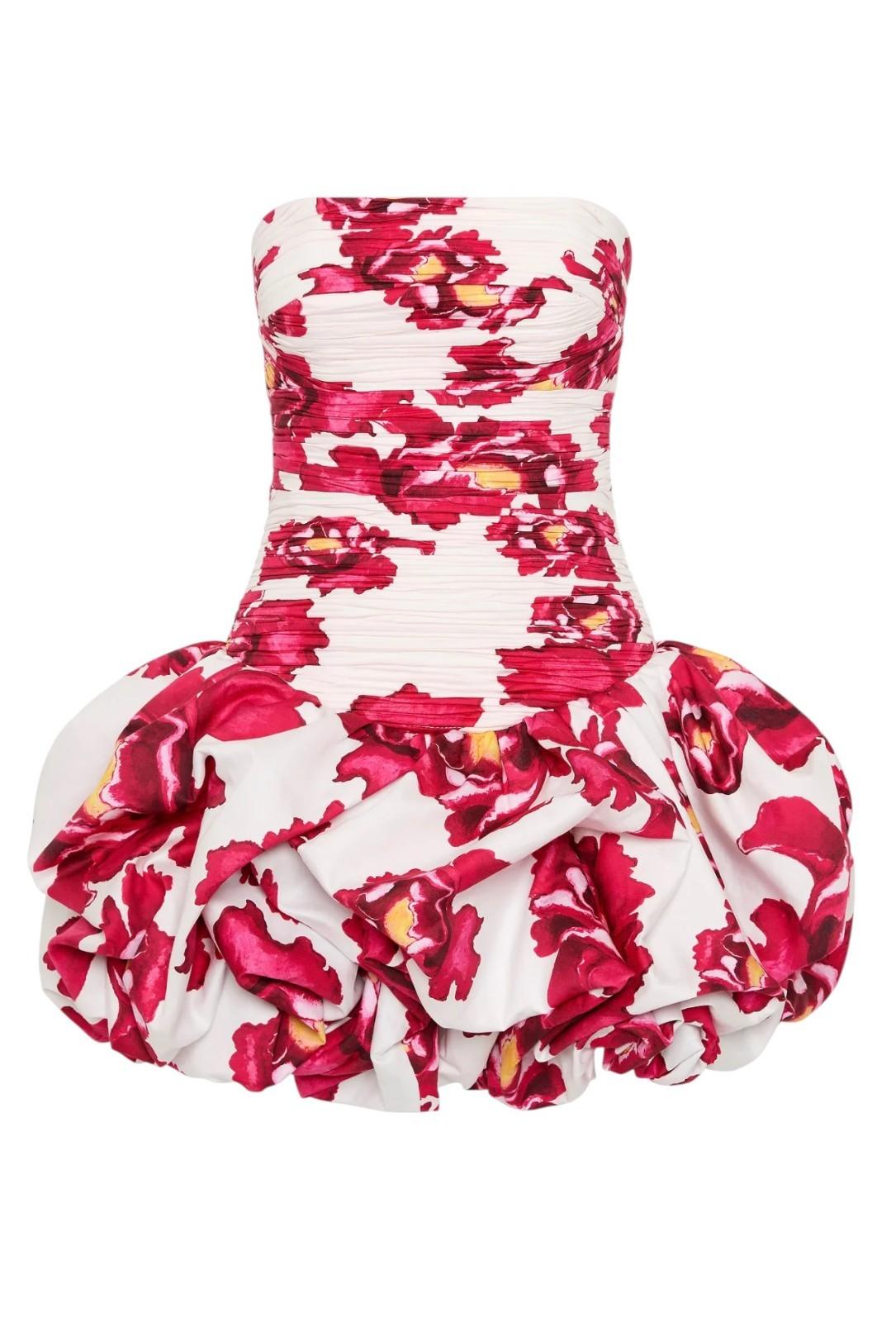 Aje Violette Bubble Hem Mini Dress | Boldly Blooming Floral, Ruched, Strapless