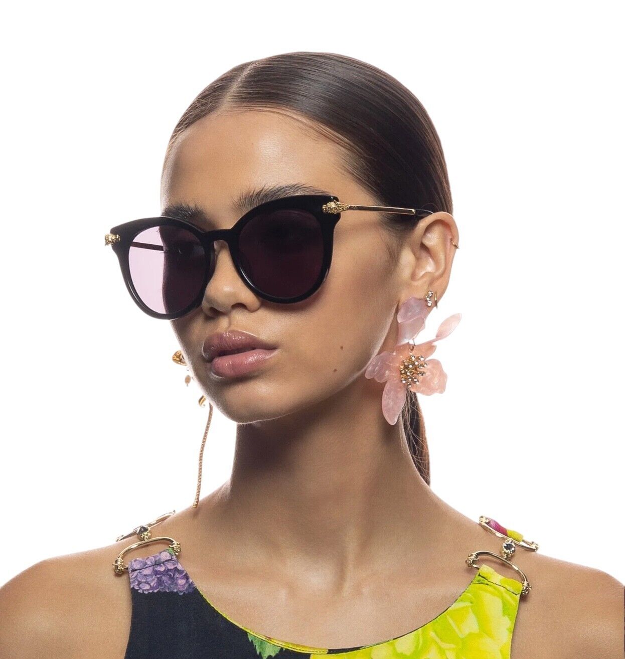 Camilla The Extras Sunglasses | Black Glitter Leopard, Oversize, Cat Eye/Round