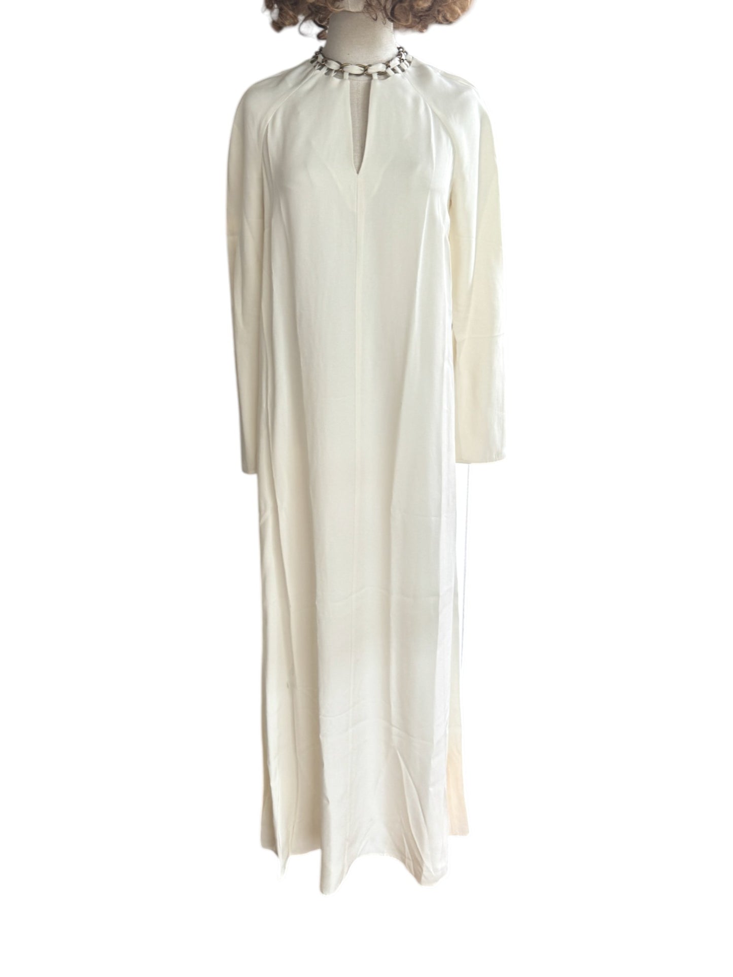 Zimmermann Chain Embellished Maxi Dress |Cream/Off White, Long Sleeve, Viscose