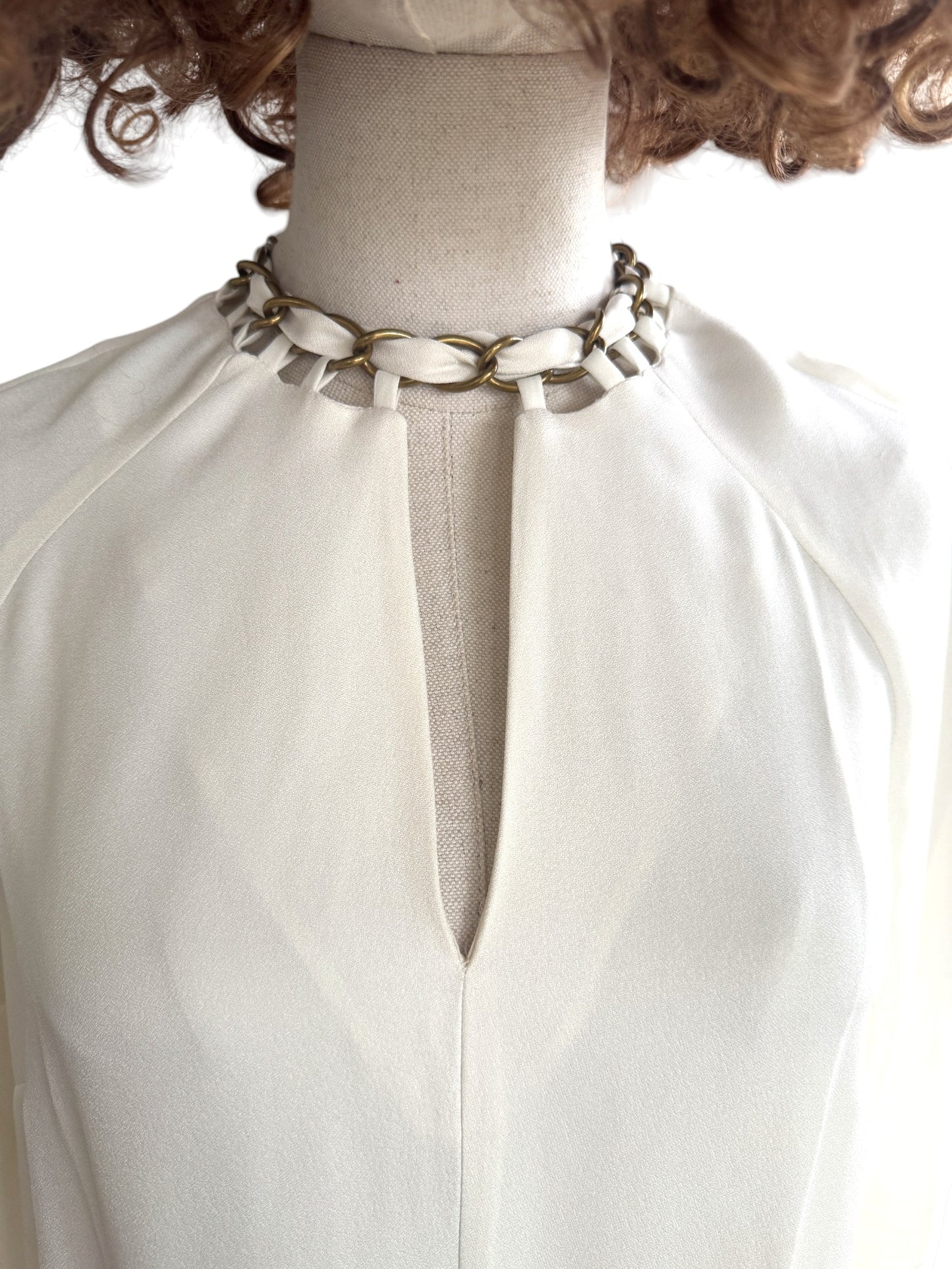 Zimmermann Chain Embellished Maxi Dress |Cream/Off White, Long Sleeve, Viscose
