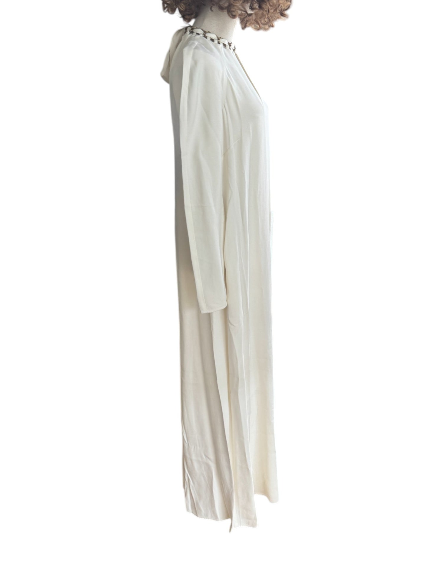 Zimmermann Chain Embellished Maxi Dress |Cream/Off White, Long Sleeve, Viscose