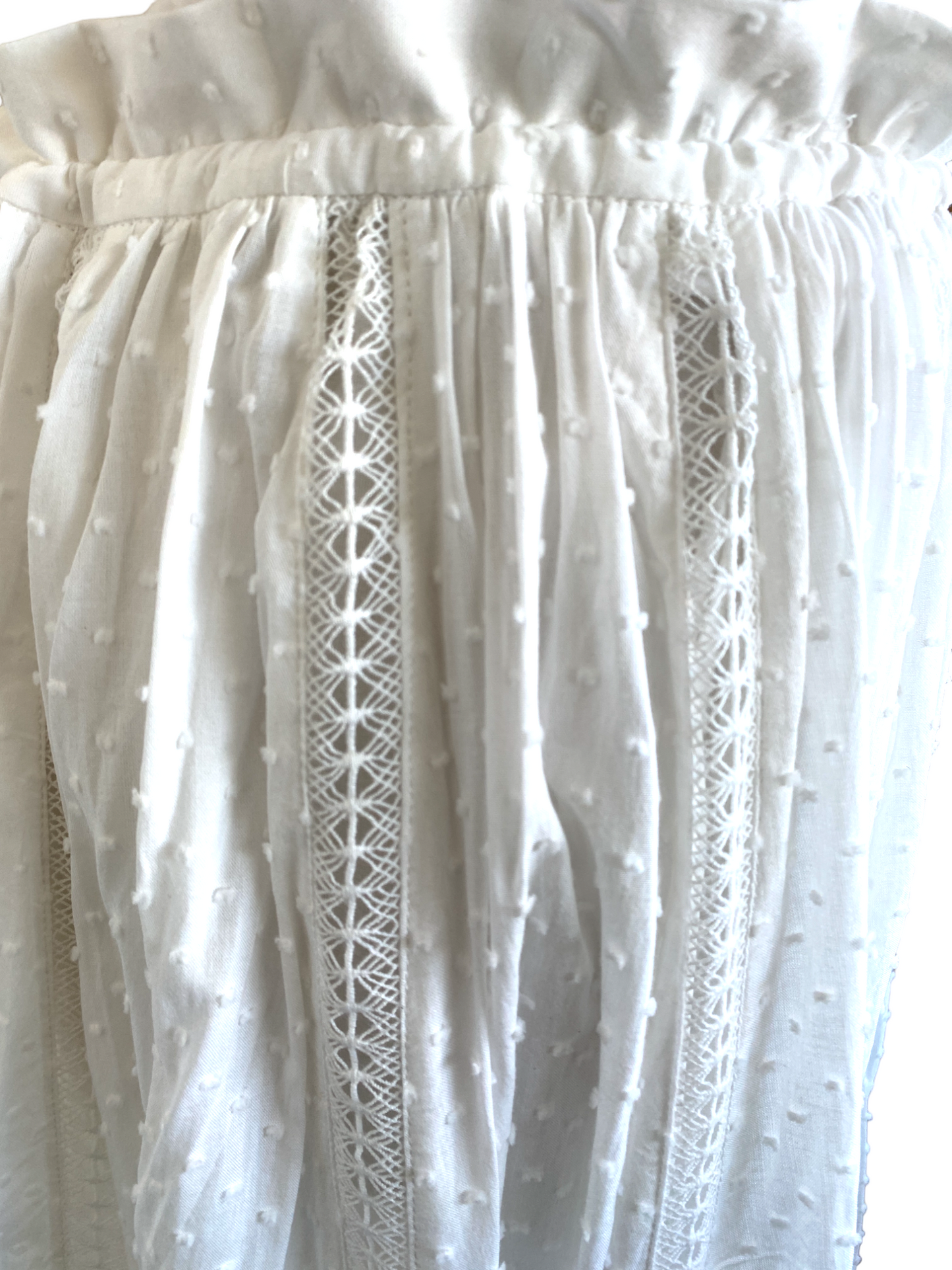 Zimmermann Suraya Lace Insert Skirt | Midi, Fringe, Cotton, White, Dots $600 RRP