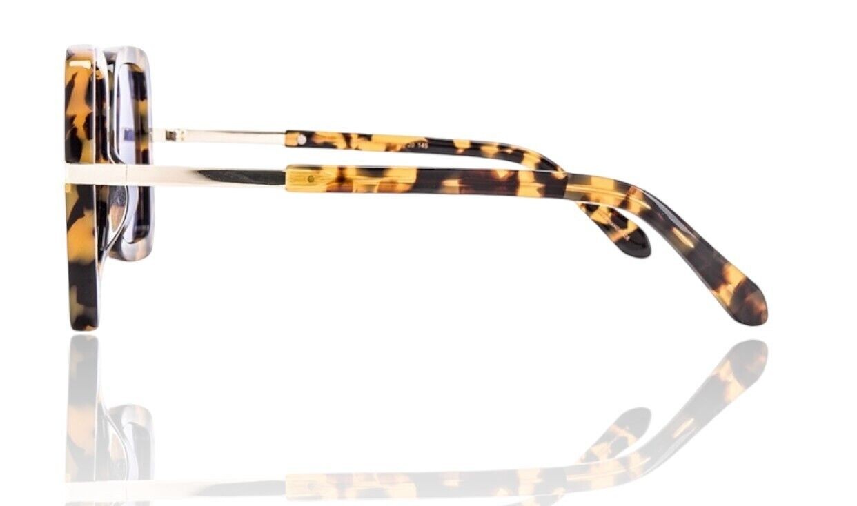 Naked Pear Karen Walker Eden oversized D-frame sunglasses in crazy tortoise shell acetate with blue tinted lenses.