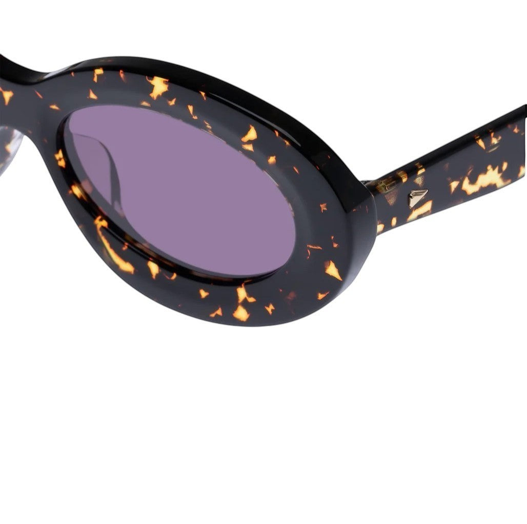 Naked Pear Karen Walker Rapture B oval sunglasses in cracked tortoise shell bio-acetate with grey lenses