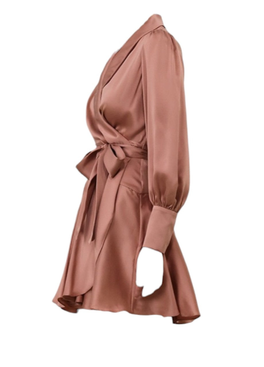 Zimmermann Silk Wrap Mini Dress | Blush/Pink, Asymmetric, Sueded Silk, Dolman