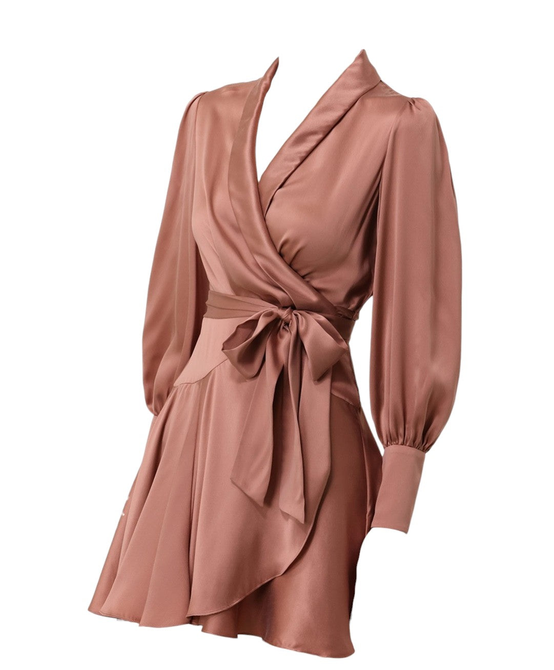 Zimmermann Silk Wrap Mini Dress | Blush/Pink, Asymmetric, Sueded Silk, Dolman