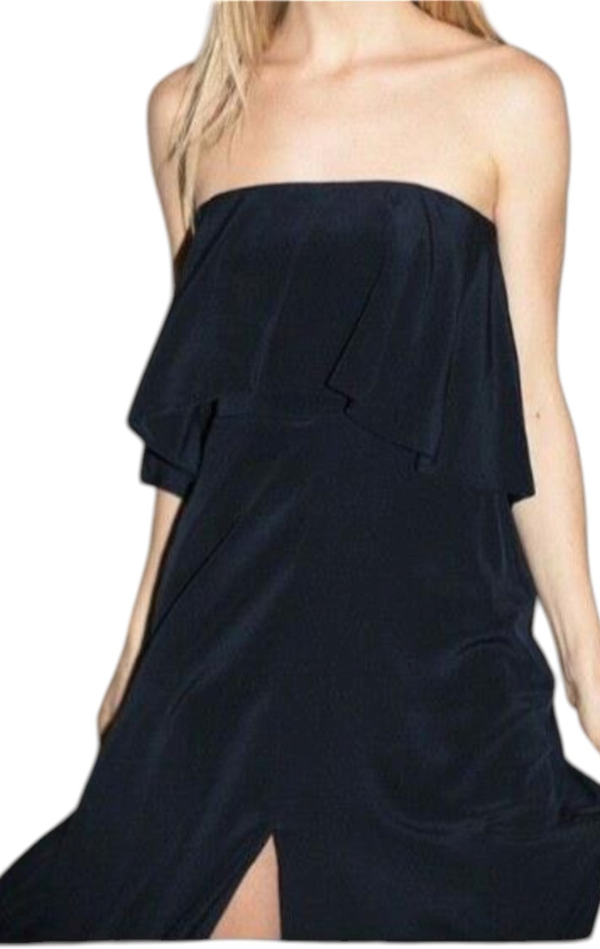 Zimmermann Strapless Flounce Dress | Navy | Bridesmaid, Sueded Silk, Overlay