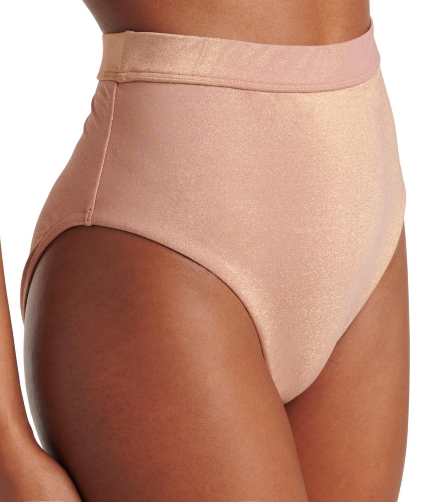 Beige high-waisted underwear on a white background