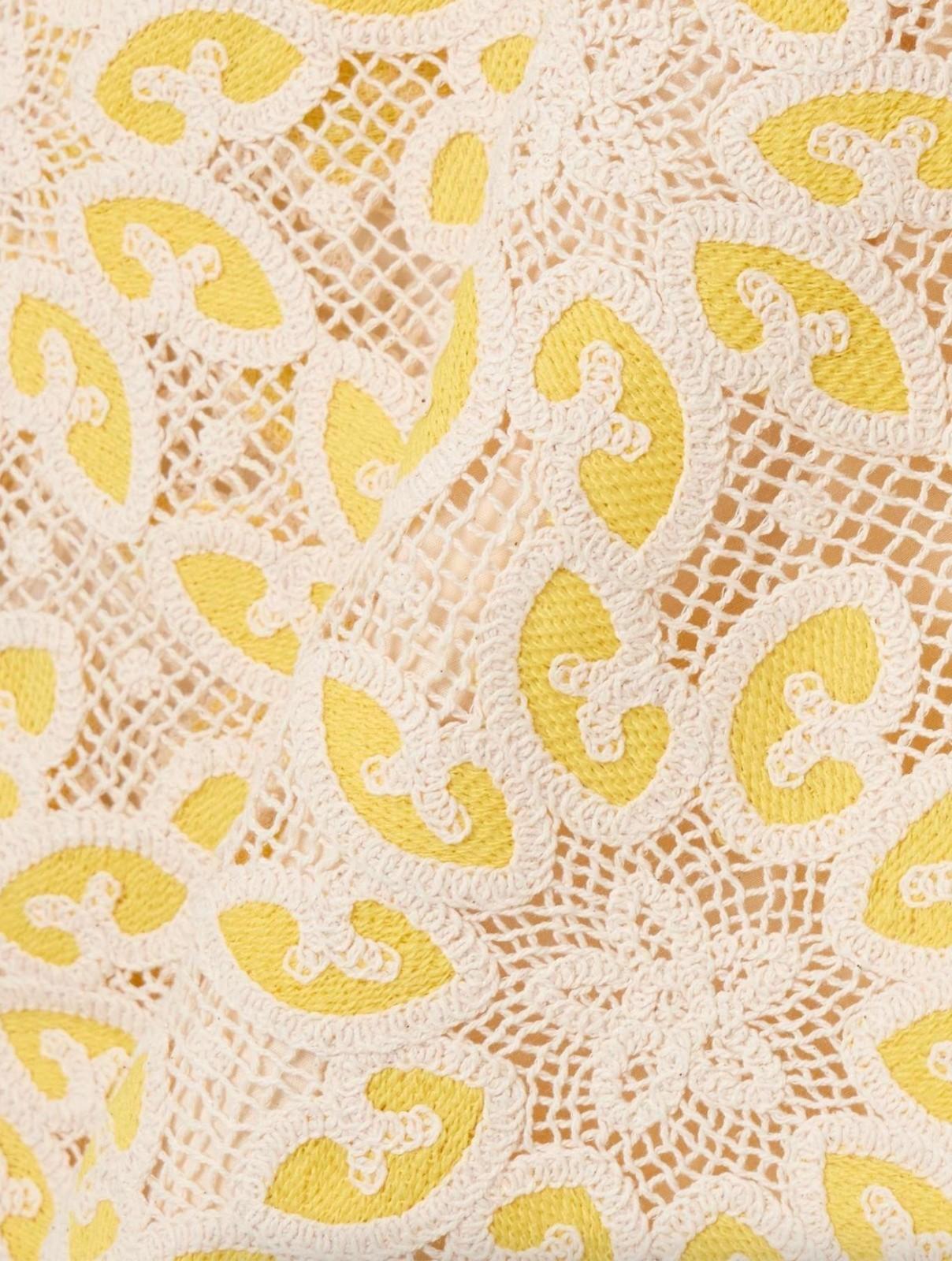 Zimmermann Golden Lace Mini Dress |Yellow/White/Cream, Long Flare Sleeve, Slip