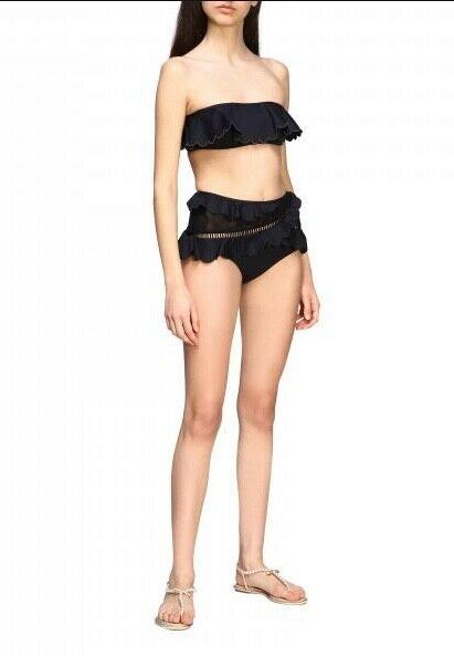 Zimmermann Edie Frill Bandeau Bikini Top | High Rise Frill Bikini Pant, Black
