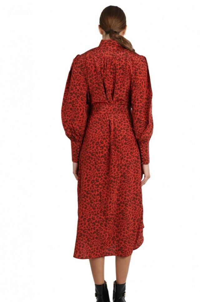 Zimmermann Silk Billow Shirt Dress | Red Animal Leopard Print, Belt, Dolman