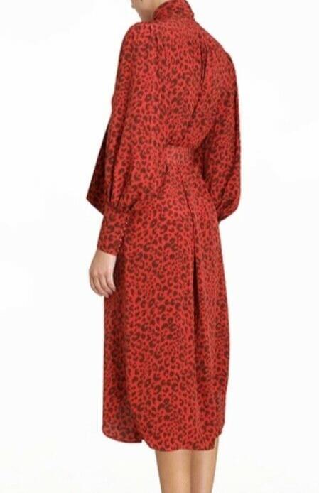 Zimmermann Silk Billow Shirt Dress | Red Animal Leopard Print, Belt, Dolman