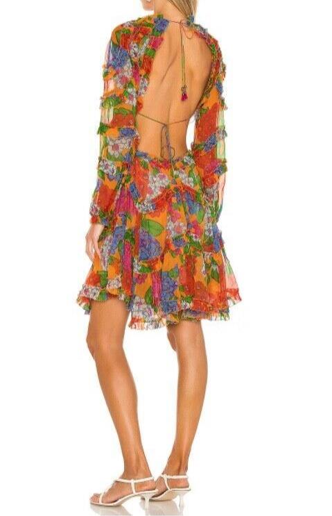 Zimmermann Riders Frill Mini Dress | Mango Floral, Open Back, Silk, $1,400 RRP