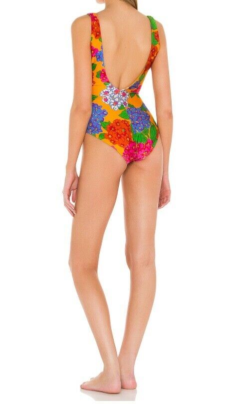 Zimmermann Riders Buckle Plunge One Piece Swimsuit | Low Neck, Dusty Blue