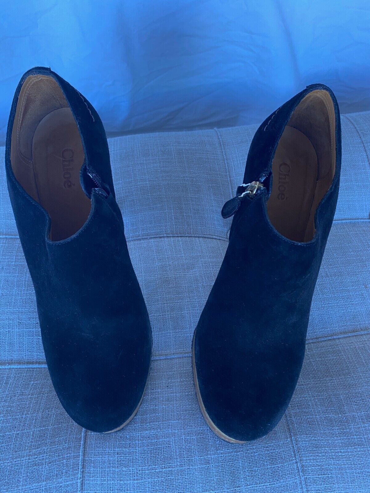Chloe Ankle Boots | Suede Bootie, Platform, Heels, Black, Size 39, WORN ONCE