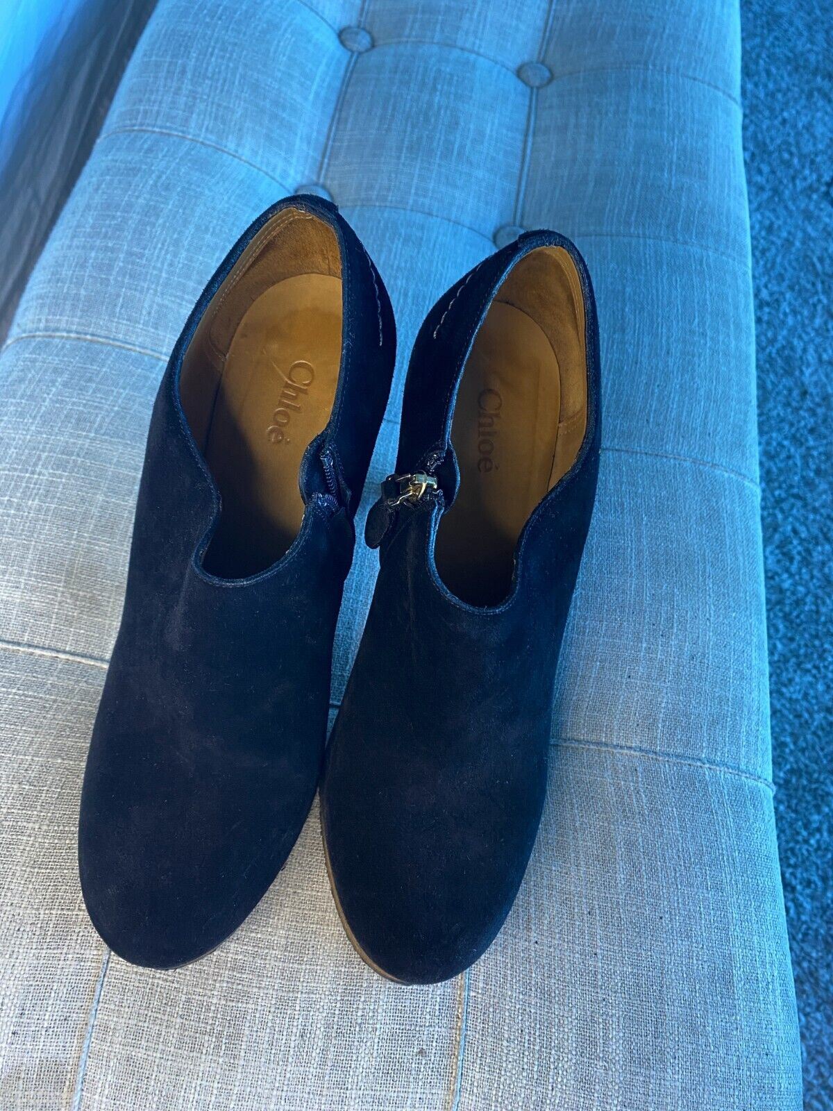 Chloe Ankle Boots | Suede Bootie, Platform, Heels, Black, Size 39, WORN ONCE