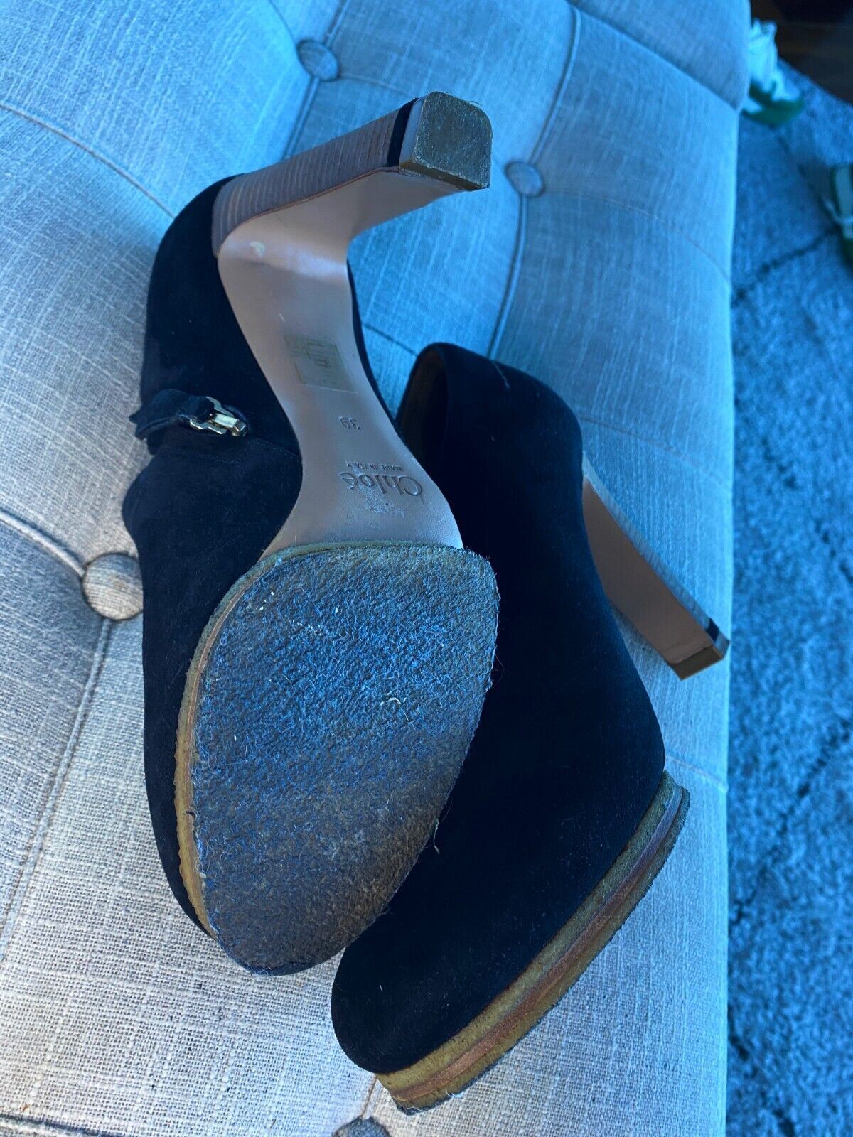 Chloe Ankle Boots | Suede Bootie, Platform, Heels, Black, Size 39, WORN ONCE