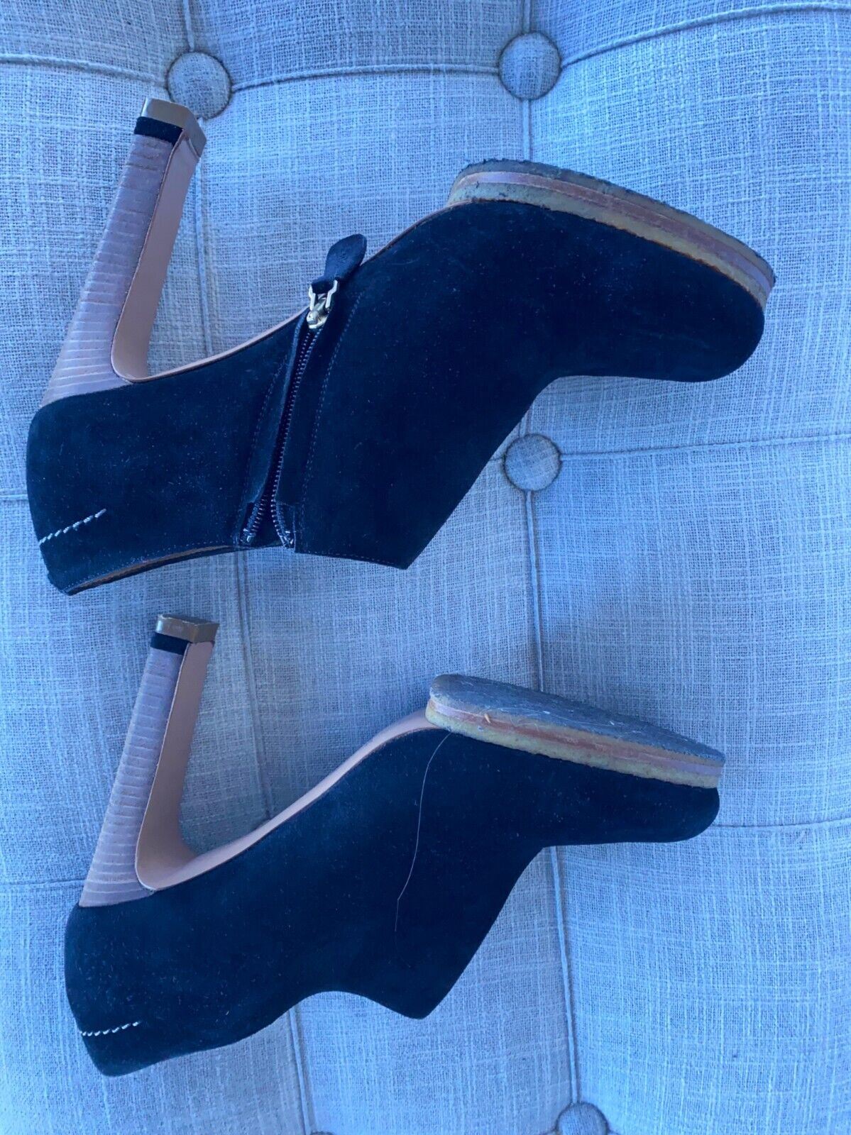 Chloe Ankle Boots | Suede Bootie, Platform, Heels, Black, Size 39, WORN ONCE