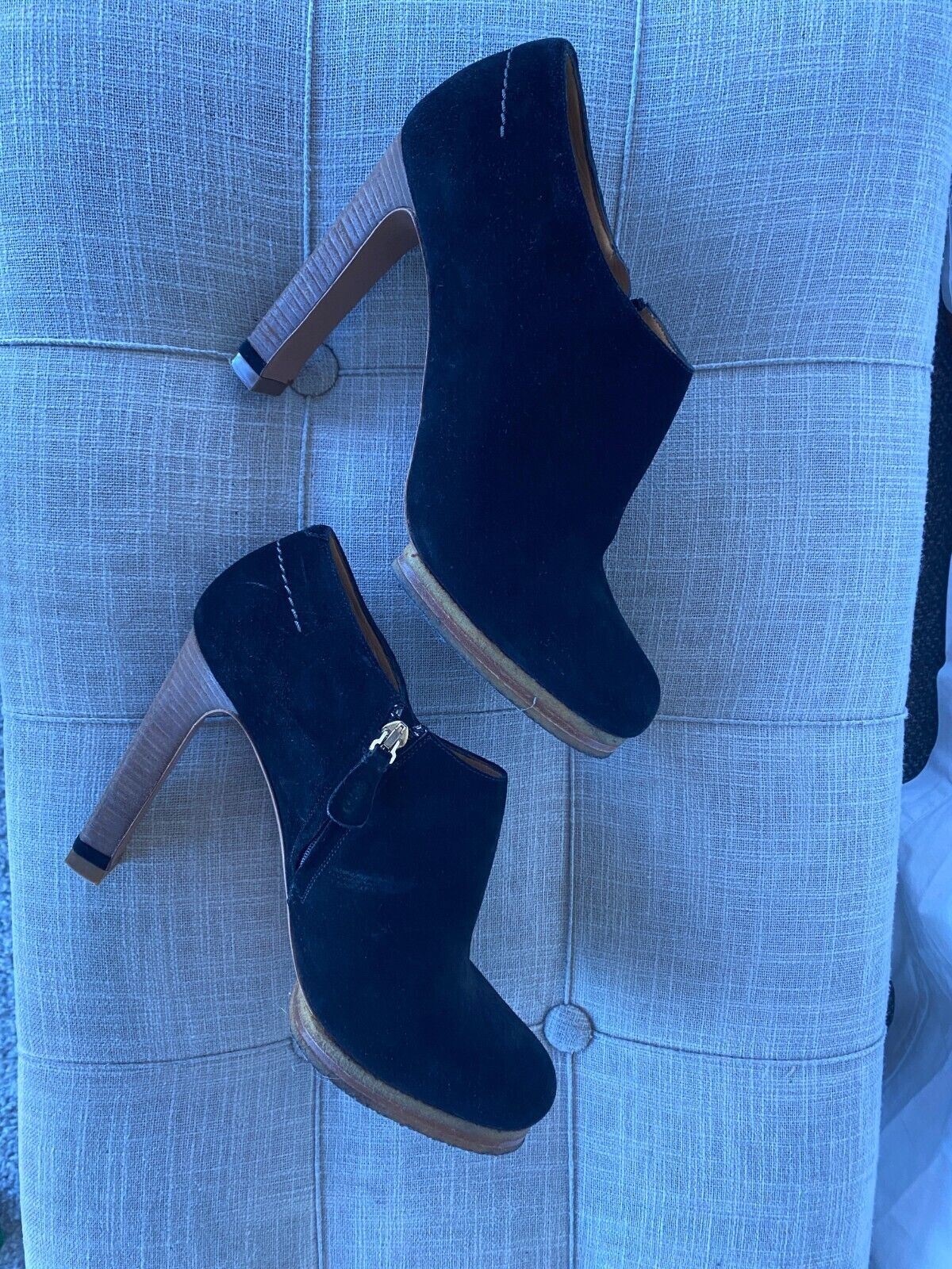 Chloe Ankle Boots | Suede Bootie, Platform, Heels, Black, Size 39, WORN ONCE