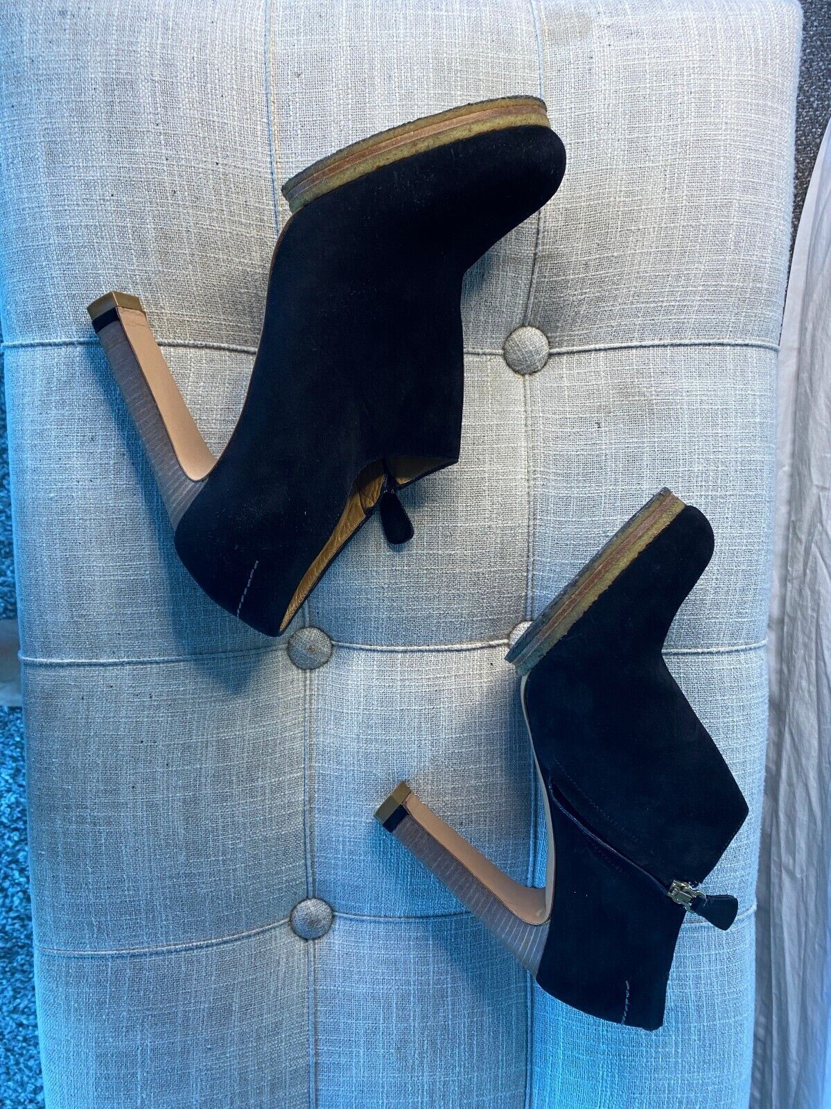 Chloe Ankle Boots | Suede Bootie, Platform, Heels, Black, Size 39, WORN ONCE