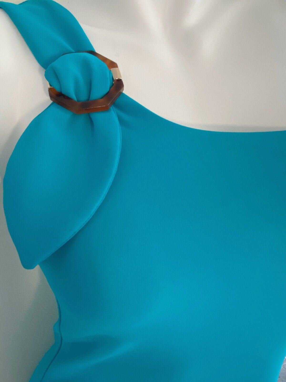 Zimmermann Nina Buckle One Piece | Turquoise, Tortoise Shell, One Shoulder