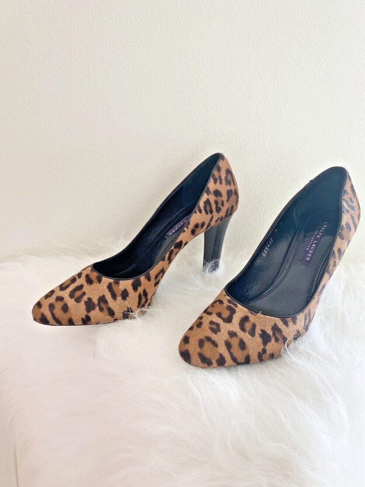 Ralph Lauren Collection Leopard Print Heels | Pumps Leather, Size US 7, Leather