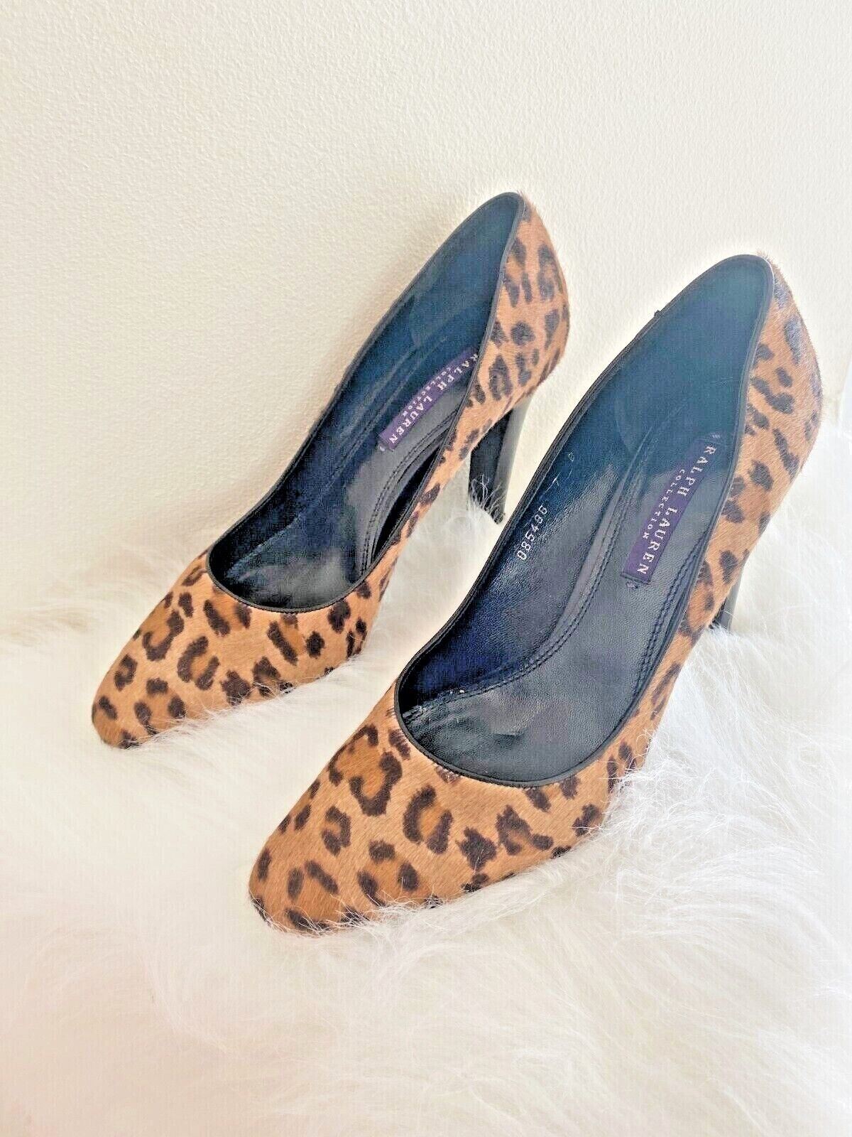 Ralph Lauren Collection Leopard Print Heels | Pumps Leather, Size US 7, Leather