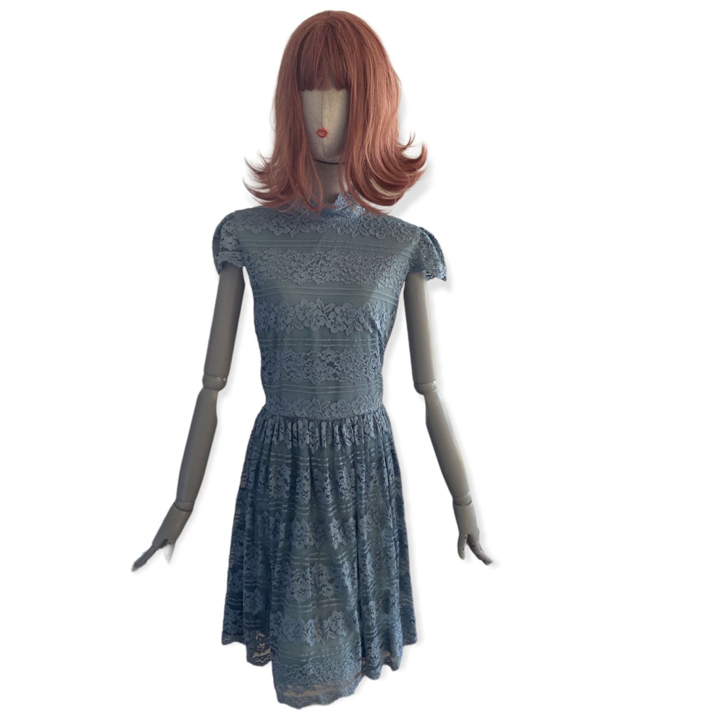 Alice + Olivia Maureen Lace Mini Dress | Size 10 US, Open Back, Lined, Sky Blue