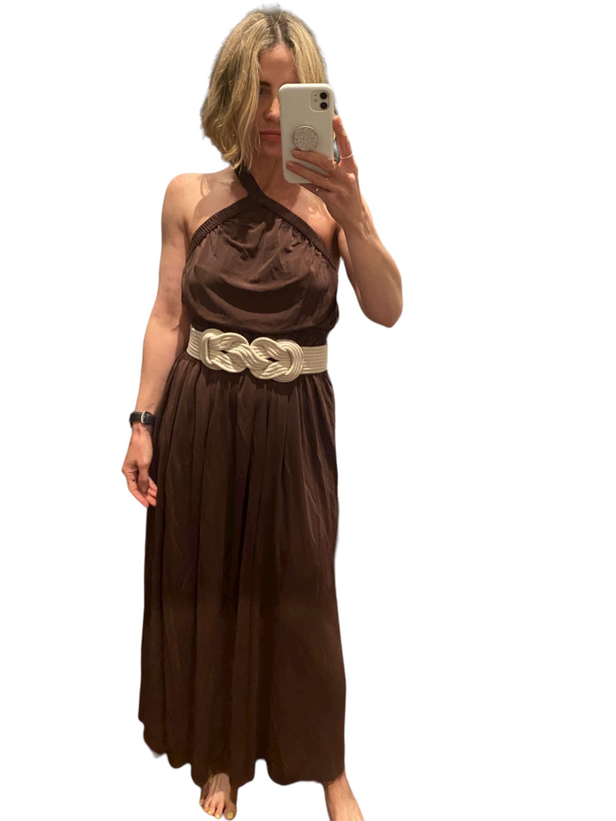 Matteau One Shoulder Dress | Clove, Maxi | Brown / Clove | Backless, Asymmetric