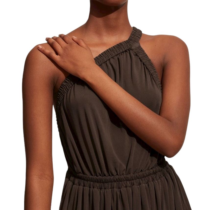 Matteau One Shoulder Dress | Clove, Maxi | Brown / Clove | Backless, Asymmetric