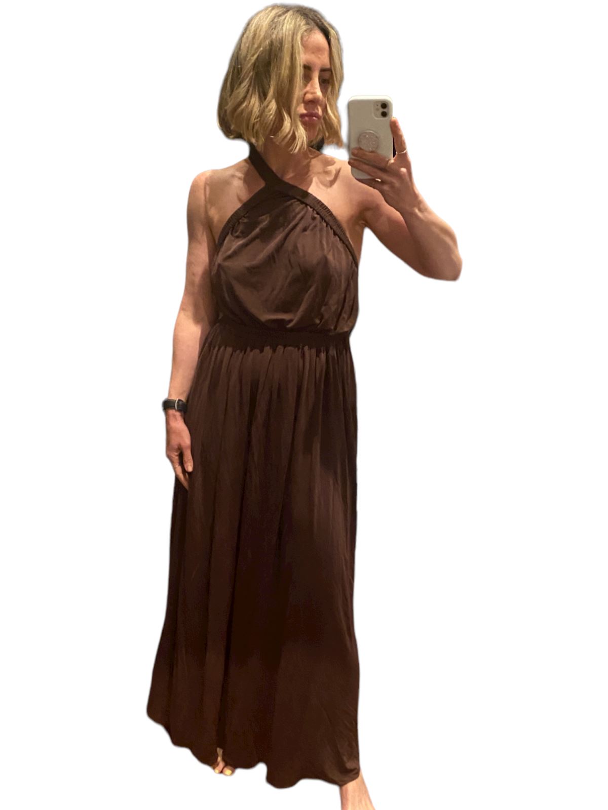 Matteau One Shoulder Dress | Clove, Maxi | Brown / Clove | Backless, Asymmetric