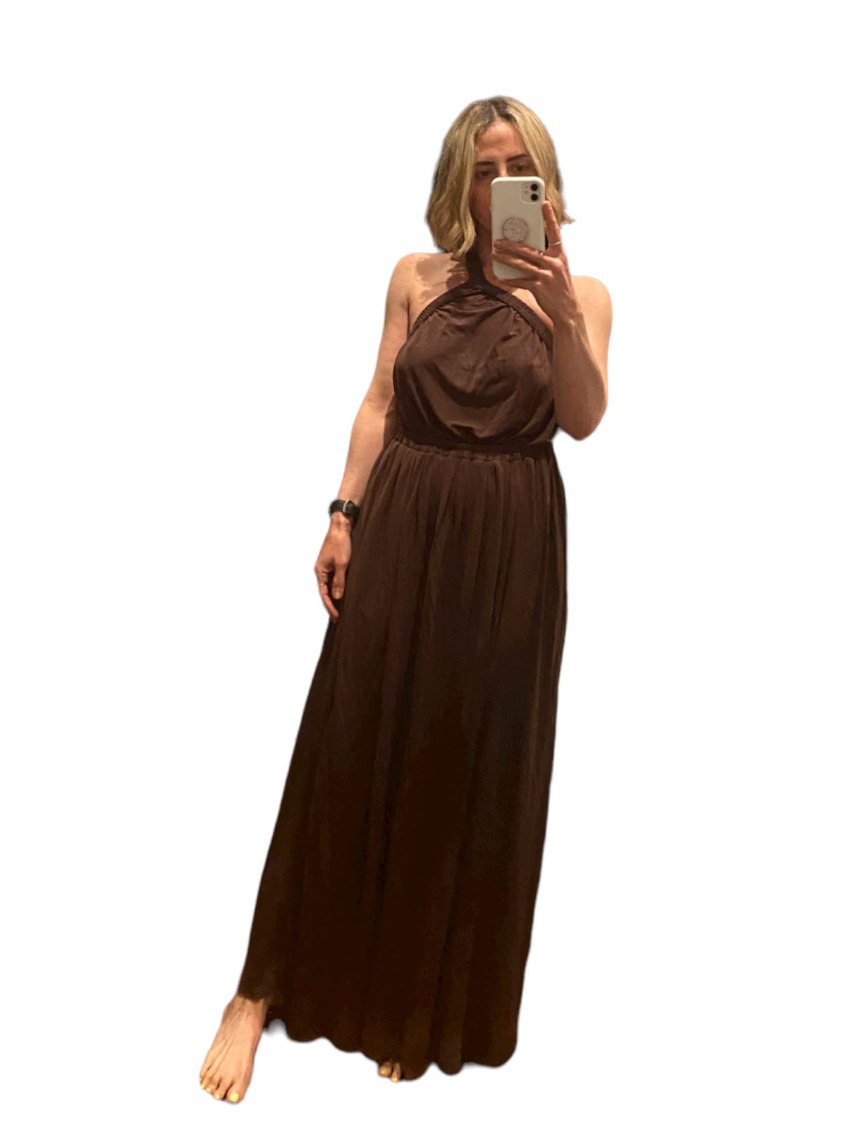 Matteau One Shoulder Dress | Clove, Maxi | Brown / Clove | Backless, Asymmetric