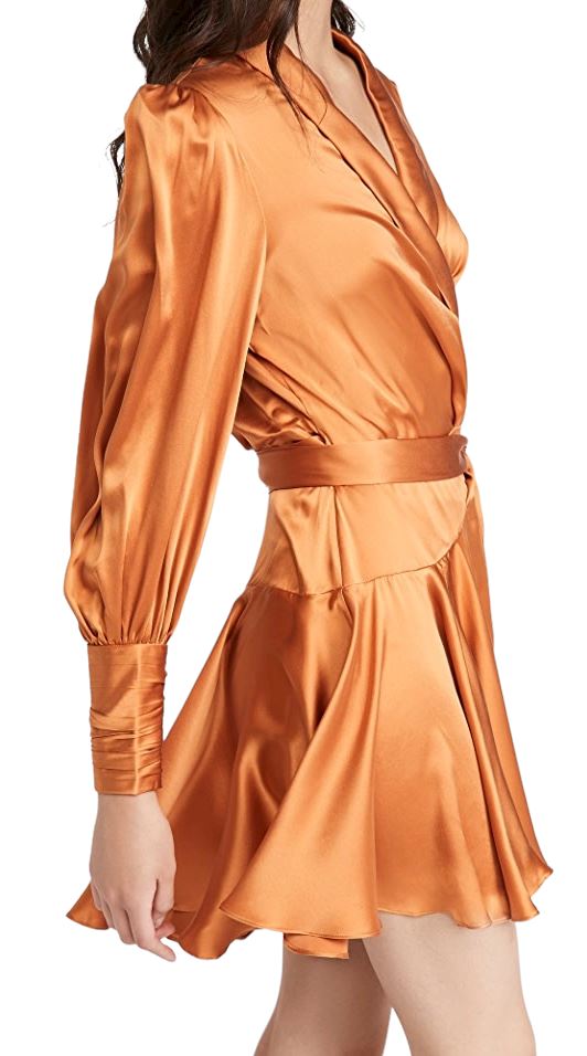 Zimmermann Silk Wrap Mini Dress | Mango/Orange, 100% Silk, Cocktail party dress