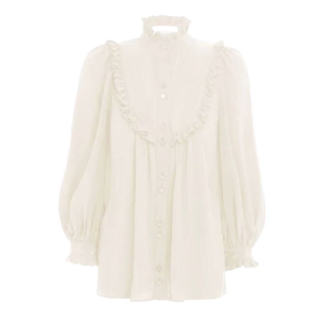 Zimmermann Billow Blouse | Silk / Viscose Blend, Frills, Dolman, Cream/Off White